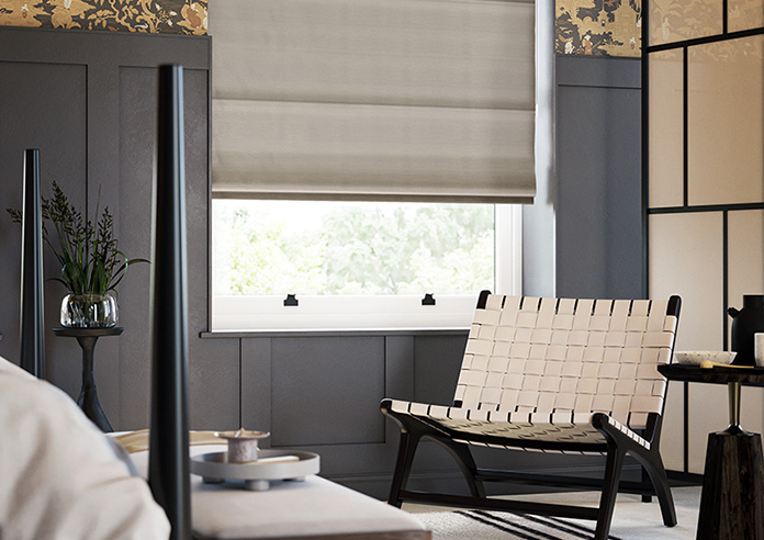 Akoya Faux Silk, Lustre Tarnished Grey - Motorised Roman Blind - Image 5